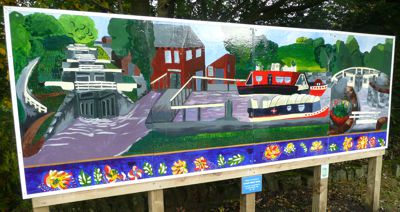 Canal bicentenial mural by pupils at Saltaire Primary